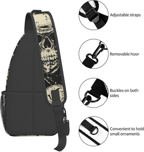 Skull Sling Backpack Chest Bag Crossbody Shoulder Bag Gym Cycling Travel Hiking Daypack For Men Women in Saudi Arabia