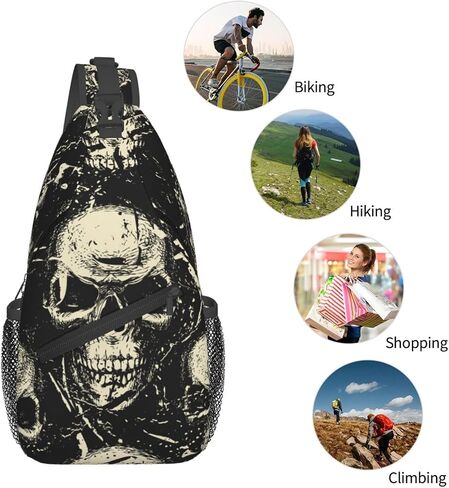 Skull Sling Backpack Chest Bag Crossbody Shoulder Bag Gym Cycling Travel Hiking Daypack For Men Women in Saudi Arabia