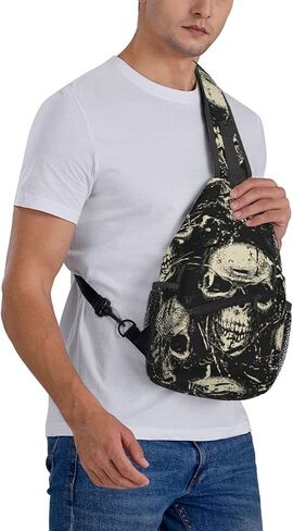 Skull Sling Backpack Chest Bag Crossbody Shoulder Bag Gym Cycling Travel Hiking Daypack For Men Women in Saudi Arabia