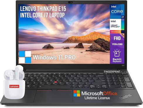 Lenovo Thinkpad E15 Business Laptop 15، FHD 15.6 كمبيوتر محمول، كمبيوتر محمول Intel Core i7، ذاكرة وصول عشوائي 32 جيجابايت 1 تيرابايت SSD، Windows 11 Pro كمبيوتر محمول مكتب مدى الحياة، 10 مفاتيح بإضاءة خلفية لوحة مفاتيح ومنفذ Ethernet Thunderbolt in Saudi Arabia