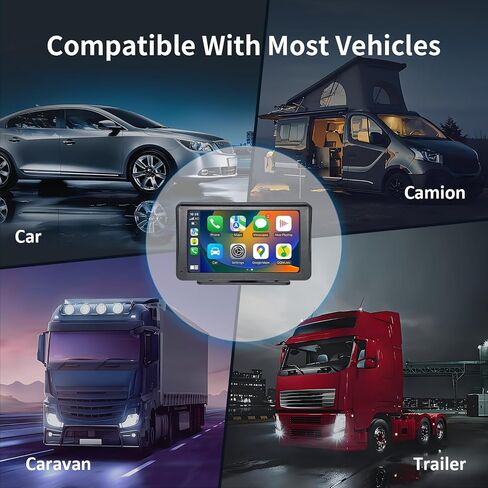 شاشة Carplay لاسلكية للسيارة - ستيريو سيارة محمول مع Carplay لاسلكي وAndroid Auto، بلوتوث، AirPlay، GPS، Googel، جهاز إرسال AUX/FM لجميع المركبات in Saudi Arabia