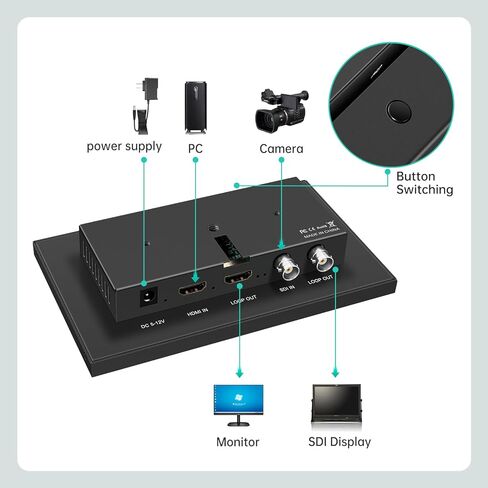 MT-VIKI 4K محول فيديو متعدد الكاميرات مع شاشة LCD مقاس 7 بوصات، ومدخلات HDMI 4X ومخرج HDMI ومسجل إخراج USB 3.0، وشاشة Tiktok، وYouTube، وIns in Kuwait