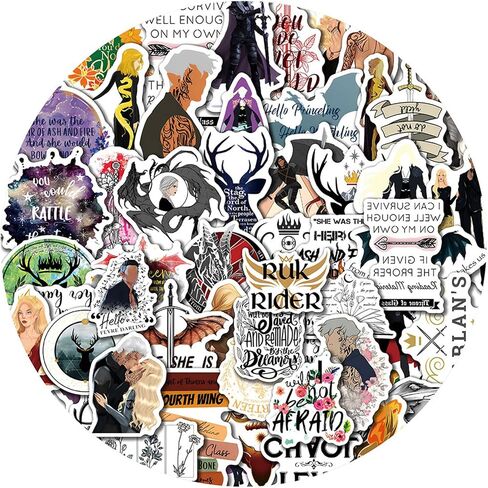 50Pcs Throne of Glass Aesthetics Stickers Boys Girls Adults Cute Vinyl Aesthetic Novel Scrapbook Halloween Stickers Pack for Laptop Computer Water Bottle (Throne) in Saudi Arabia