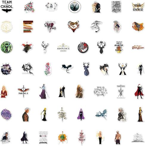 50Pcs Throne of Glass Aesthetics Stickers Boys Girls Adults Cute Vinyl Aesthetic Novel Scrapbook Halloween Stickers Pack for Laptop Computer Water Bottle (Throne) in Saudi Arabia