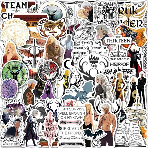 50Pcs Throne of Glass Aesthetics Stickers Boys Girls Adults Cute Vinyl Aesthetic Novel Scrapbook Halloween Stickers Pack for Laptop Computer Water Bottle (Throne) in Saudi Arabia