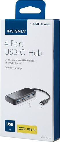 موزع Insignia 4 منافذ USB-C - أسود - الموديل: NS-PCHC4A in Kuwait