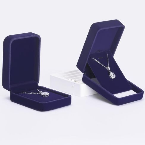 12 Pieces Classic Velvet Necklace Pendant Box for Jewelry Gift, Small Jewellry Storage Display Case for Christmas Wedding Engagement Birthday Anniversary in Kuwait