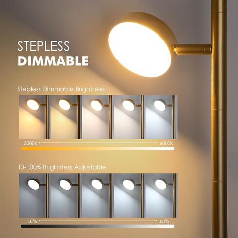 LED Tree Floor Lamp, Dimmable Modern Floor Lamp with Remote & Touch Control, 3 Rotatable Light Floor Lamps with Timer, 4 Color Temperatures, Tall Standing Lamp for Living Room, Bedroom, Office in Saudi Arabia