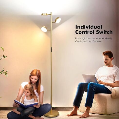 LED Tree Floor Lamp, Dimmable Modern Floor Lamp with Remote & Touch Control, 3 Rotatable Light Floor Lamps with Timer, 4 Color Temperatures, Tall Standing Lamp for Living Room, Bedroom, Office in Saudi Arabia