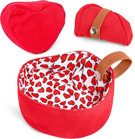 Cute Portable Water and Food Dog Bowl Foldable Travel Dish Pet Hiking Accessories for Small and Medium Pets - Patented - Unique HEARTSHAPED Design Blue/Blue Dolphins in Saudi Arabia