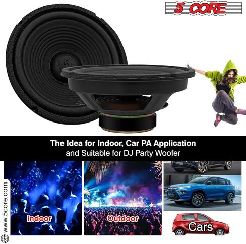 5 CORE 8 بوصة مكبرات صوت للسيارة 4 أوم، 50 وات RMS، 0.81 بوصة CCAW ملف نحاسي، 90 مم مغناطيس WF 8 "-890 1 قطعة in Kuwait