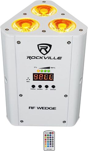 Rockville RGBWA+UV Rechargeable Wireless Wash DJ Up-Light in White (RockWedge LED in Kuwait