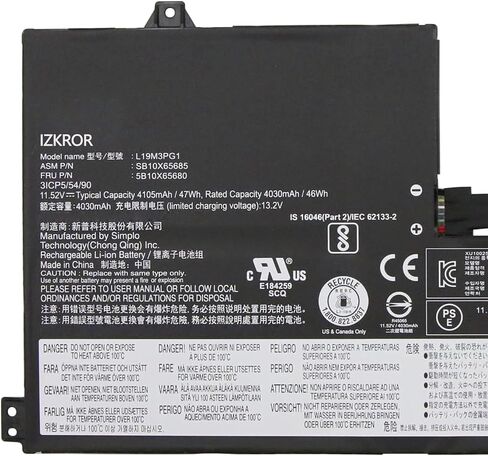 L19M3PG1 47Wh Battery Replacement for Lenovo 100e Chromebook 2nd Gen AST / 300e Chromebook 2nd Gen AST/ideapad 3 CB-11AST05 Series SB10X65685 5B10X65680 5B11A25394 L19L3PG1 L19C3PG1 11.52V in Saudi Arabia