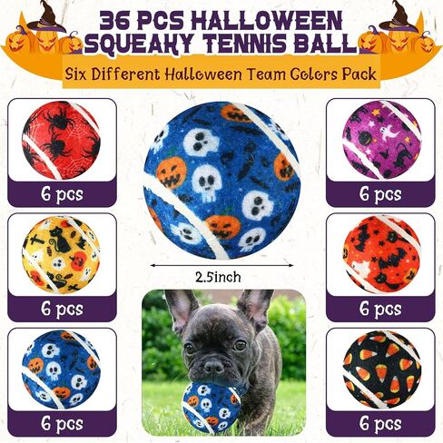 36 Pcs Dog Squeaky Tennis Balls 2.5 Inch Interactive Balls for Small Medium Large Dogs Teething Chew Toys for Throwing Fetch Exercise Playing Outdoor 6 Style(Heart) in Saudi Arabia