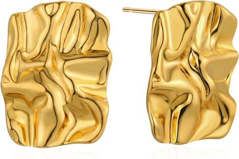 tosgmy مكتنزة الذهب مستطيل أقراط للنساء، الذهب بيان الأقراط لذيذ سميكة أقراط الذهب مربع القلب اللؤلؤ التجاعيد غير النظامية انخفاض القرط الأقراط الهندسية الحد الأدنى للنساء الفتيات العصرية هدية المجوهرات in Kuwait