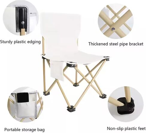 Small Portable Camping Chair, Collapsible Chair for Camping, Easy Folding and Storage, Folding Chair Suitable for Fishing, Travel, Beach, Picnic, Lawn Outdoor. (White) in Saudi Arabia