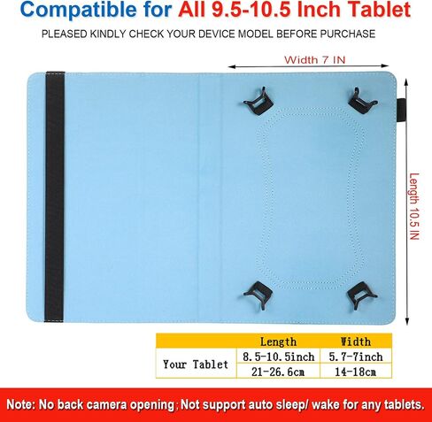 JZCreater 10 Inch Tablet Case, Universal 10 10.1 Inch Android Tablet Cover, Multi-Angle Viewing Stand Case for 9.5-10.5 Inch Tablet, Sky Blue in Saudi Arabia