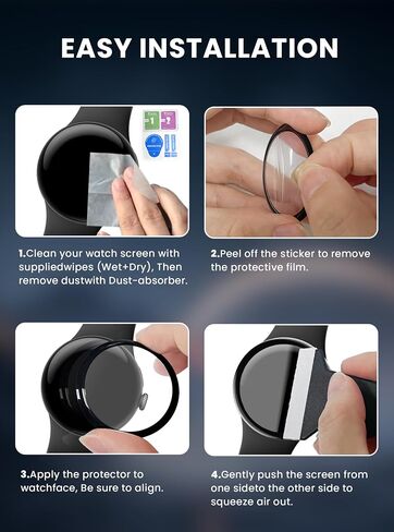 لـ Google-Pixel Watch-3 واقي شاشة 41 مم - حافة منحنية PMMA فيلم ثلاثي الأبعاد لـ (2024) Pixel Watch 3/2/1 غطاء كامل لفيلم 41 مم، شفاف عالي الدقة، مضاد للخدش، واقي شاشة رفيع للغاية in Saudi Arabia