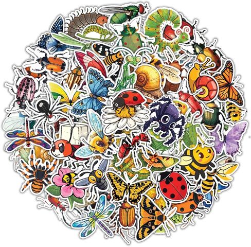 100 قطعة من ملصقات الحشرات - ملصقات الحشرات، ملصقات مقاومة للماء لزجاجات المياه والكمبيوتر المحمول وأمتعة الكمبيوتر وسجلات القصاصات والمراهقين والبالغين والبنات والأطفال وديكورات الحفلات المضحكة in Kuwait