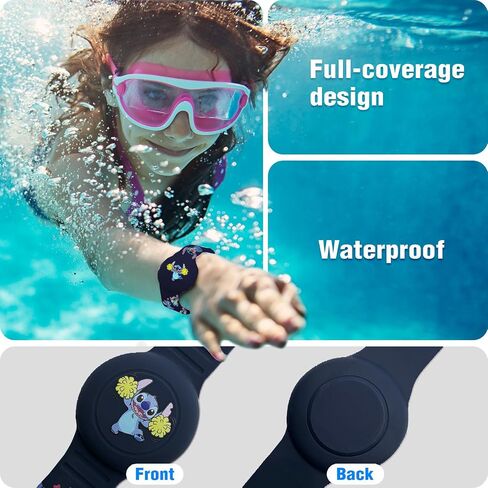 سوار AirTag، مقاوم للماء لطيف على شكل كارتون، حامل بطاقة هوائية للأطفال مع تصميم تغطية كاملة، سوار معصم مخفي من السيليكون للأطفال (وردي) in Saudi Arabia