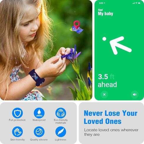 سوار AirTag، مقاوم للماء لطيف على شكل كارتون، حامل بطاقة هوائية للأطفال مع تصميم تغطية كاملة، سوار معصم مخفي من السيليكون للأطفال (وردي) in Saudi Arabia