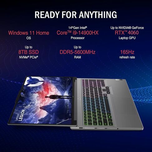 Lenovo Newest Legion 16" WQXGA i9 RTX 4060 Gaming Laptop, 16" WQXGA 2560 * 1600 165Hz, Intel i9-14900HX, NVIDIA GeForce RTX 4060, 64GB DDR5 RAM, 2TB SSD, W11H, with ADATA 512 External SSD Bundle in Saudi Arabia