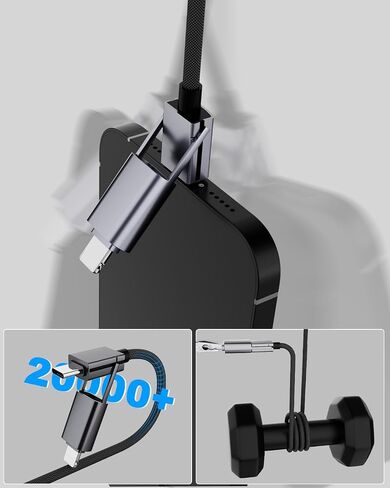 2Pack 4 in 1 USB C Cable for Lightning Cable, 60W Dual USB C Cable 6FT Flat Braided Fast Charging Cord with Lightning/Type C/USB A Multi Ports for iPhone 15 14 Pro Max Plus/i-Pad/Samsung/MacBook in Saudi Arabia