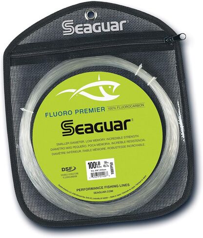 Seaguar Fluoro Premier Big Game 100% Fluorocarbon Fishing Line, 150lb Break Strength, 110yds, Clear - 150FPC110 in Kuwait