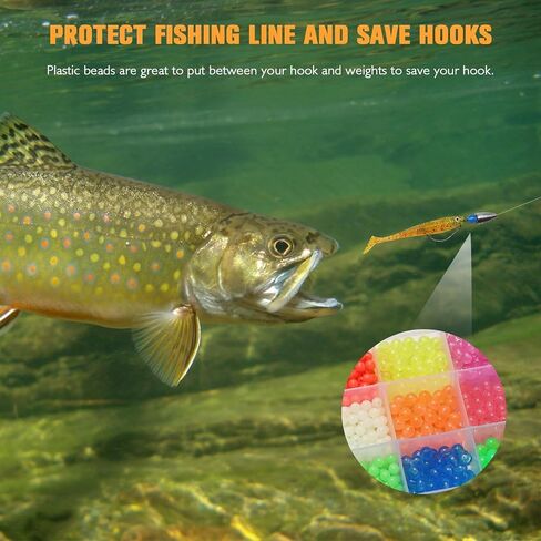 Dovesun Fishing Beads Fishing Line Beads Glow in Dark Fishing Beads for Saltwater 1035pcs/600pcs/250pcs/120pcs Colorful Beads for Fishing Rigs Fishing Bait Eggs in Kuwait