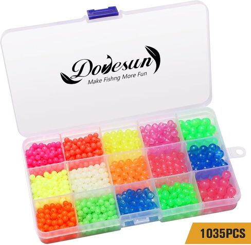 Dovesun Fishing Beads Fishing Line Beads Glow in Dark Fishing Beads for Saltwater 1035pcs/600pcs/250pcs/120pcs Colorful Beads for Fishing Rigs Fishing Bait Eggs in Kuwait