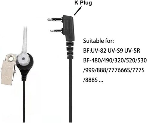 Walkie Talkie Earpiece with Mic PTT 2 Pin Covert Air Acoustic Tube Headset Surveillance Headset Compatible with Baofeng UV-5R BF-888S BF-F8HP Retevis H-777 RT21 RT22 Kenwood Radio(1PCS) in Saudi Arabia
