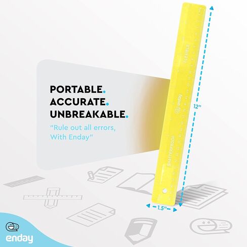 مسطرة مرنة باللون الوردي، مقاس 12 بوصة (30 سم) مسطرة ذات حافة مستقيمة مقاومة للكسر من البلاستيك الناعم، مسطرة قابلة للانحناء للأطفال والكبار مع بوصات ومقاييس متوفرة أيضًا باللون الأزرق والأرجواني والأحمر والرمادي والأخضر، قطعة واحدة - بواسطة Enday in Kuwait