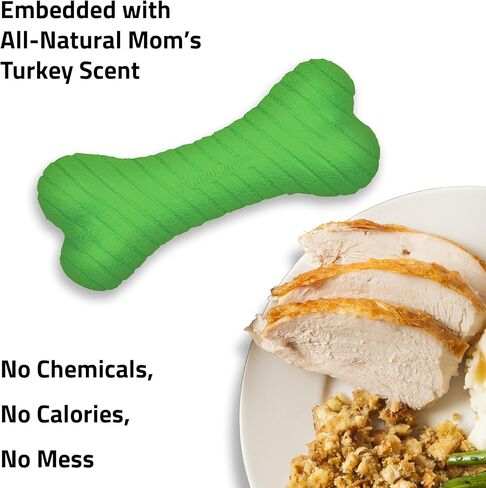 بلايولوجي طبقة مزدوجة من العظام | لعبة الكلب المعطرة برائحة الديك الرومي من شركة Engaging All Natural Mom، مقاس كبير | العظم الأخضر للكلاب الكبيرة إلى الكبيرة جدًا بوزن 50 رطلاً وما فوق | تفاعلية ومتينة للمضغ القوي in Saudi Arabia