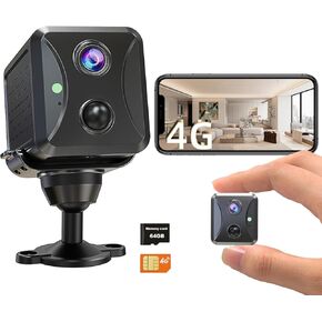 PEGATISAN HD 4G LTE Cellular Security Camera, SIM Card, No WiFi Security Camera HD Night Vision, AI Motion Detection,Nanny Cam Mini Camera Home Security Camera