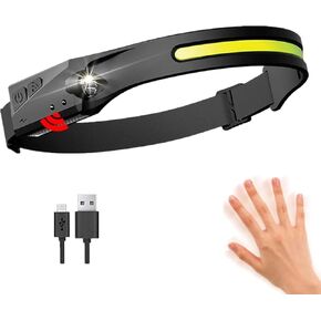 WINDFIRE 6000 Lumen Headlamp LED, Super Bright 180° COB Headlight Strip, Wide Beam Ultra Light Waterproof Head Lamp Helmet Light for Adults Kids, Running, Camping, Cycling