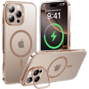 حافظة CASEKOO Desert Titanium لهاتف iPhone 16 Pro مع حامل عدسة مطور، متوافقة مع MagSafe، رقم 1 مضاد للأصفر، حماية من الدرجة العسكرية، حافظة مغناطيسية نحيفة 16 Pro مقاس 6.3 بوصة، ذهبي