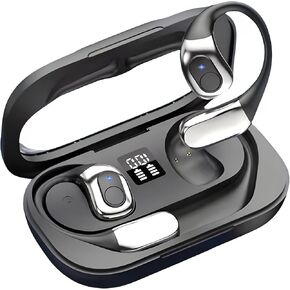 Open Ear Headphones, Open Ear Earbuds J13 Headphone Bluetooth 5.4 TWS Wireless Earbuds Stereo Sports Earhook Earphone with Dual HD Microphone IPX 7 Waterproof 30Hr Play Time