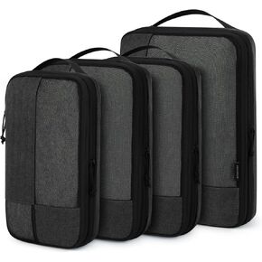 BAGSMART Compression Packing Cubes for Travel, 6 Set Travel Packing Cubes for Carry on Suitcases, Compression Travel Cubes & Suitcase Organizer for Packing with Shoe Bag Grey
