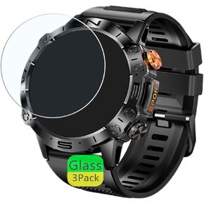 Screen Protector Compatible for LIGE EF5 / K65 Smart Watch 1.43" (3 Pack) Tempered Glass Film Clear, Compatible for PODOEIL, EIGIIS K59 / ST19, EF3 / K62 Smart Watch