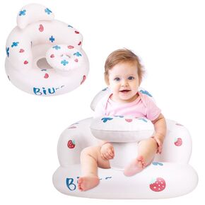 Baby Inflatable Seat for Babies 3 Months and Up, PAKOO Baby Support Seat Toddler Chair for Sitting Up, Blow Up Baby Chair Floor Seater with Built in Air Pump (Pumpkin)