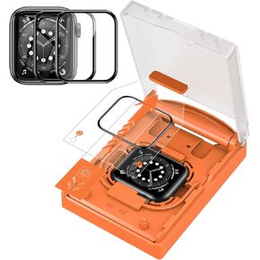 YMHML for Apple Watch Screen Protector 44mm SE Series 6/5/4 [Zero Bubble], Upgrade 3D Full Coverage Waterproof Clear Flim with [2023 Auot Install Cabin] for Apple Watch Accessories, 3 Pack