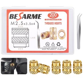 200 Pcs M4 Threaded Inserts M4 Heat Set Insert Brass Threaded Inserts for Plastic Metric Knurled Nuts Assortment Kit for 3D Printing Components（M4*6 * 6）