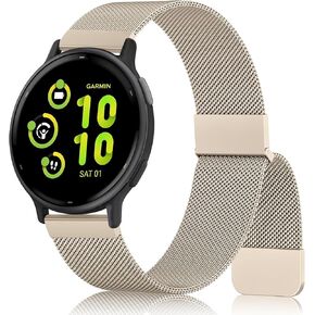 Metal Bands Compatible with Garmin Vivoactive 5 / Vivoactive 3 Watch Band, Garmin Venu 2 Plus / Venu Sq / Venu Watch Bands Women Men, Stainless Steel Replacement Strap for Garmin Forerunner 55 245 645 Music Smart Watch