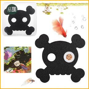 Abizoo Halloween Aquarium Floating Plant Corral, Fish Feeding Ring Plastic White Skull Shape for Aquarium Feeding Ring Decor, Keep Tank Clean No-Suction Cup for Betta Fish, Goldfish Small Fish