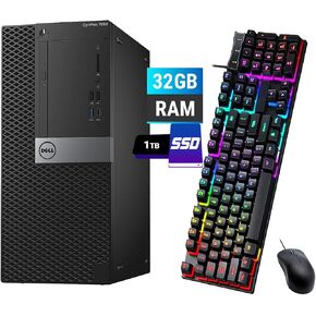 Dell Optiplex 7050 Mini Tower PC Desktop Computer, Core i7-7700 3.6GHz, 32GB RAM, 1TB SSD, WiFi, Keyboard, Mouse, No DVD, Windows 10 Pro (Renewed)