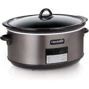 Crock-Pot 6 Quart Programmable Slow Cooker with Timer and Auto Food Warmer Setting, Stainless Steel