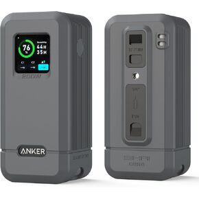 Silicone Case for Anker Prime Power Bank 20,000mAh 200W 1/4-inch nut hole, TF/SM card storage Reserved Only Compatible with Anker 200W Prime Power Bank Protective Cover Dustproof Soft (Black)