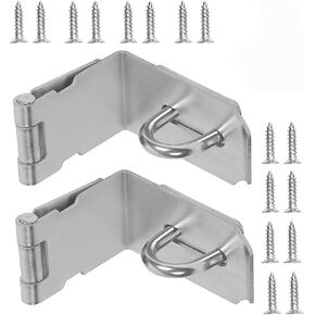2 PCS 4 Inch 90 Degree Padlock Hasp, KINJOEK Stainless Steel Security Door Clasp Hasp Lock Latch, 2mm Extra Thick Door Gate Bolt Lock with 16 Mounting Screws in Saudi Arabia
