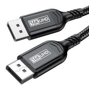 16K Displayport Cable 2.1, DP 2.1 80Gbps Cable 3.3FT Support 16K@60Hz, 10K@60Hz, 8K@120Hz HBR3 4K@240Hz 165Hz 144Hz 60Hz, HDCP DSC 1.2a, HDR10 FreeSync G-Sync for Gaming Monitor Graphics Card