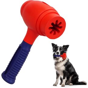 LapDog New Hammer Dog Toy for Agressive chewers, Indestructible Dog Chew Toy for Medium to Extra Large Dogs, Tough Dog Puzzle Toys, Treat Dispensing Durable Dog Toys, Dog Teeth Cleaning, Blue, Red